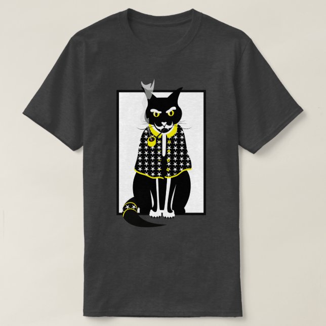 Camiseta Gatos De Miau Pretos Que Fumam Magia (Frente do Design)
