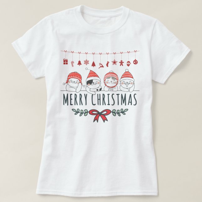 Camiseta Gatos de Natal (Frente do Design)