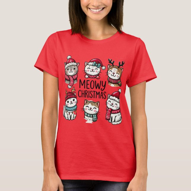 Camiseta Gatos de Natal (Frente)