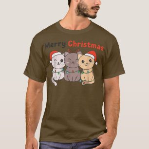 Camiseta Gatos de Natal Gatos Gatos Gafanhotos Feliz Natal