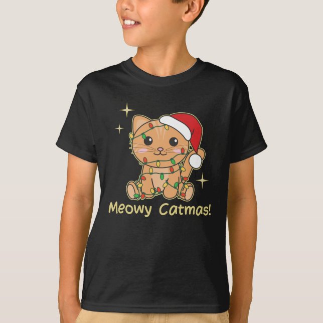 Camiseta Gatos de Natal Gatos Gatos Gafanhotos Gatos Felino (Frente)