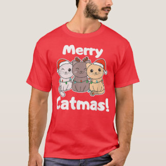 Camiseta Gatos de Natal Gatos Gatos Gelados de Feliz