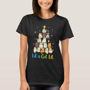 Camiseta Gatos de Natal Vamos Ficar Iluminados Árvore de Na