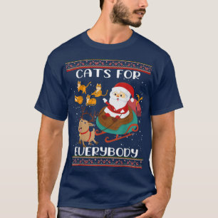 Camiseta Gatos De Papai noel De Natal Para Todos Meninos Fe
