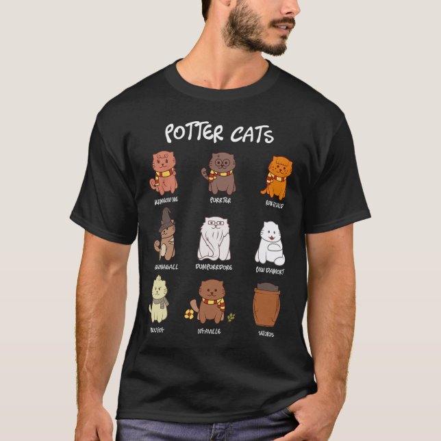 Camiseta Gatos De Potter Para O Lover De Gato (Frente)