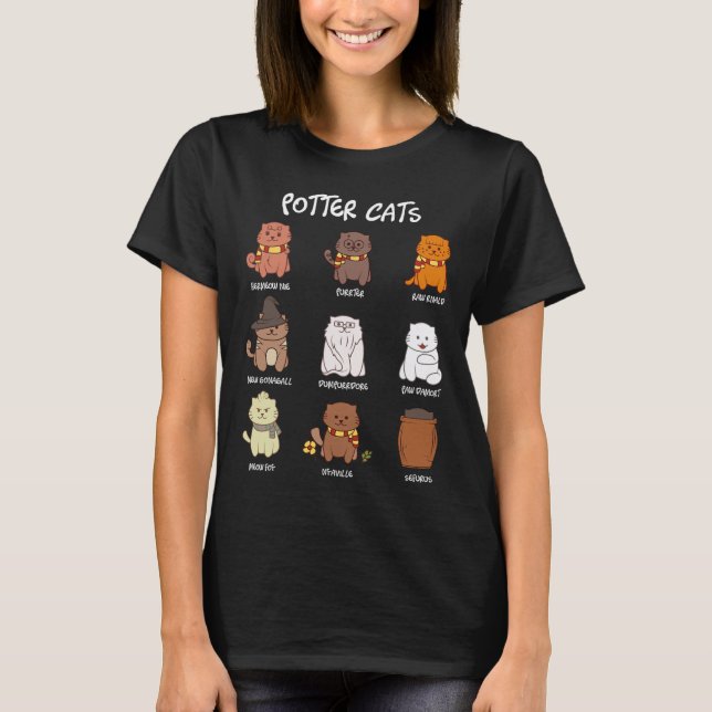 Camiseta Gatos De Potter Para O Lover De Gato (Frente)