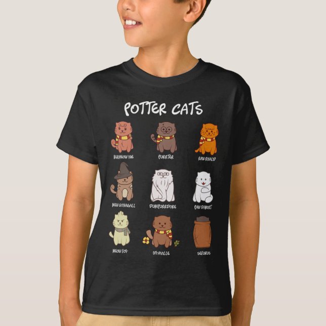 Camiseta Gatos De Potter Para O Lover De Gato (Frente)