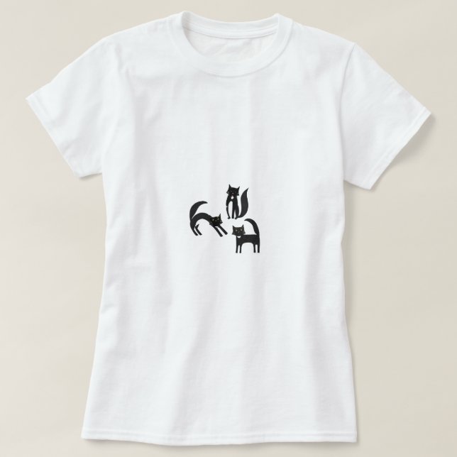 Camiseta Gatos de Tuxedo preto e branco (Frente do Design)