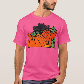 Camiseta Gatos de Vampiro e Abóboras do Halloween