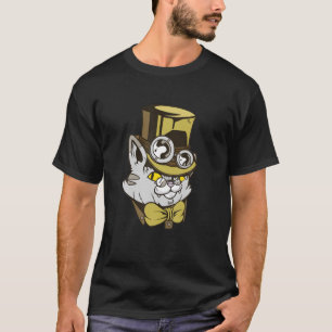 Camiseta Gatos De Vapor Com Chapéus, Óculos Com Presente T