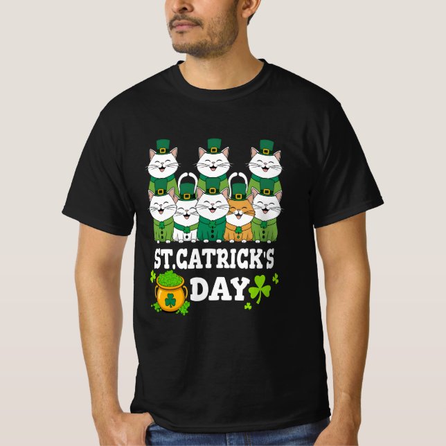Camiseta Gatos do Dia das Carrapatos de Patrick para toda a (Frente)