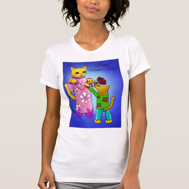 Camiseta Gatos do dia de as mães (Frente)