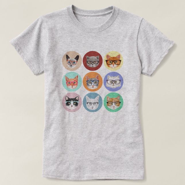 Camiseta Gatos do hipster (Frente do Design)