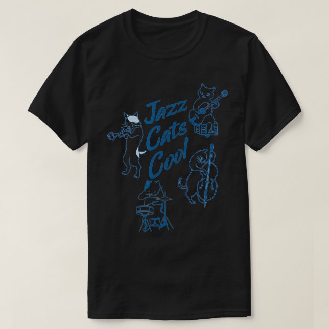 Camiseta Gatos do Jazz legal acreditam que posso voar  (Frente do Design)