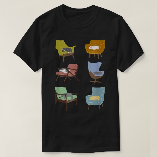 Camiseta Gatos Dormindo em Meios séculos modernas (Frente do Design)