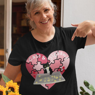 Camiseta Gatos e amantes de quebra-cabeça de quebra-cabeça