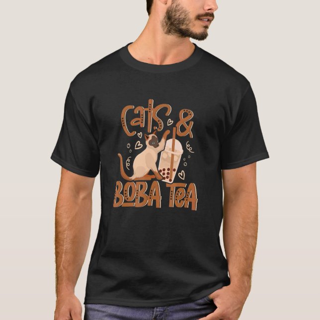 Camiseta Gatos E Boba Tea Bble milk Tea Cat (Frente)