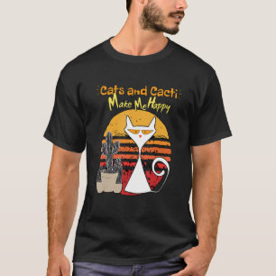 Camiseta Gatos E Cactos Me Fazem Felizes Gatos Engraçados E