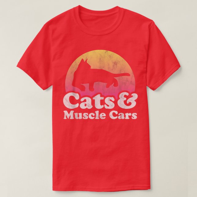 Camiseta Gatos e Carros Musculares Mens ou Mulheres Gato e  (Frente do Design)