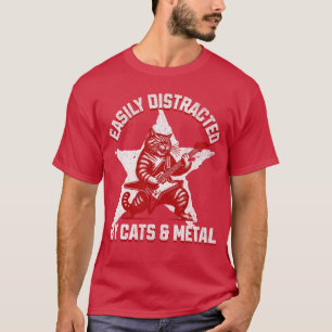 Camiseta Gatos e Fã de Música Metal Metalhead Rock Star Pes