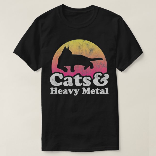 Camiseta Gatos e Gatos de Metais Pesados, de Uso Masculino  (Frente do Design)