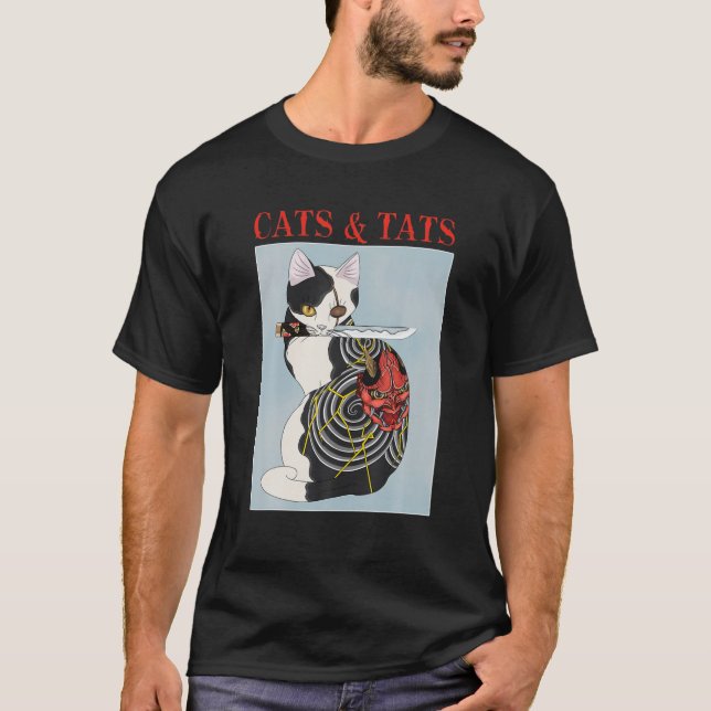 Camiseta Gatos E Gatos De Tatuagem De Gato (Frente)