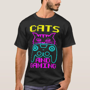 Camiseta Gatos E Jogos Adora Jogar Video Games Gato Fofo Jo