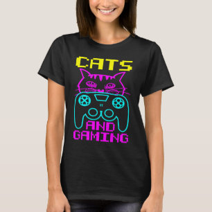 Camiseta Gatos E Jogos Adoram Jogar Videos games Gam Bonito