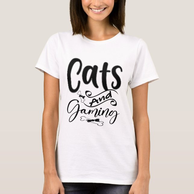 Camiseta Gatos e Jogos Engraçados (Frente)
