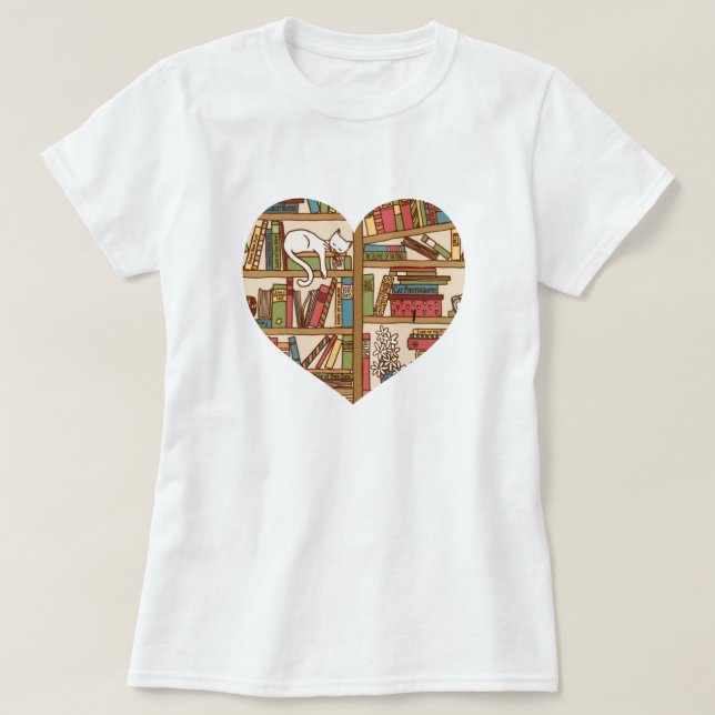 Camiseta Gatos e Livros (Frente do Design)