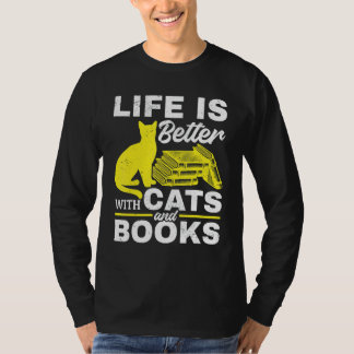 Camiseta Gatos E Livros  Com Gatos E Livros