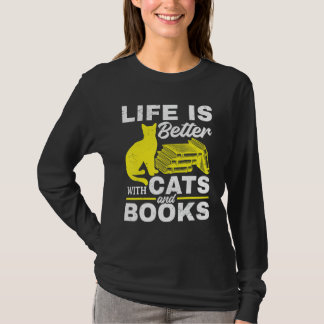Camiseta Gatos E Livros  Com Gatos E Livros