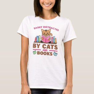 Camiseta Gatos E Livros Engraçados Dizendo Com Livro E Gato