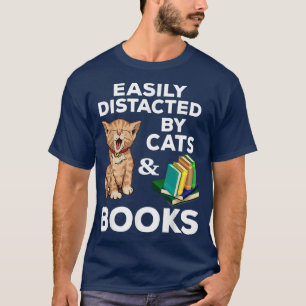 Camiseta Gatos E Livros Facilmente Distraídos Engraçados Pa