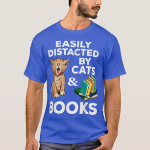 Camiseta Gatos E Livros Facilmente Distraídos Engraçados Pa