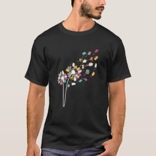 Camiseta Gatos E Livros Flor De Dente-de-leão Lendo Livros