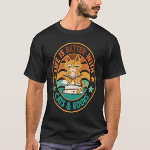 Camiseta gatos e livros gato gatinhos ressaca