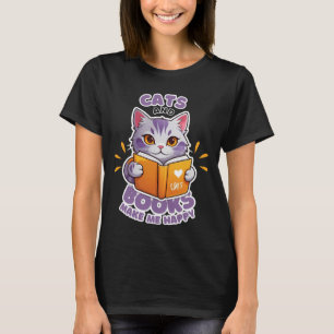 Camiseta Gatos e Livros Me Fazem Feliz