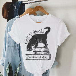 Camiseta Gatos e Livros me fazem feliz leitura