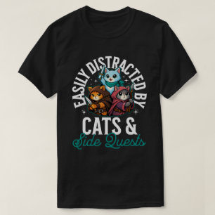Camiseta Gatos e Missões Paralelas RPG Divertido de Gatos