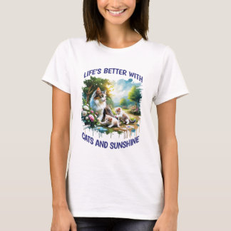 Camiseta Gatos E Mulheres Brancas