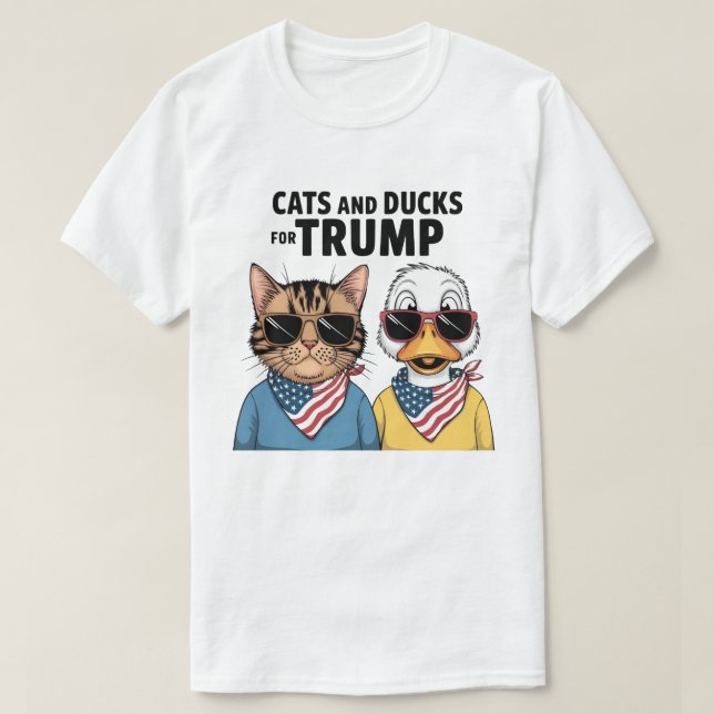 Camiseta Gatos E Patos Para O Presidente Trump, Trump (Frente do Design)
