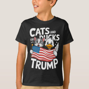 Camiseta Gatos e Patos Trump 2025 Apoio a Donald Trump
