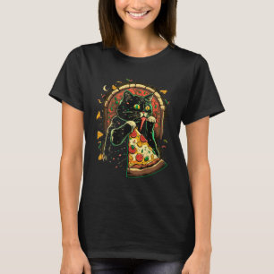 Camiseta Gatos E Pizza Engraçados Design Gatos Pupados Pizz