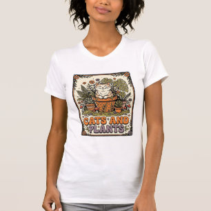 Camiseta Gatos E Plantas Casa De Campo Vintage De Gatos Pla