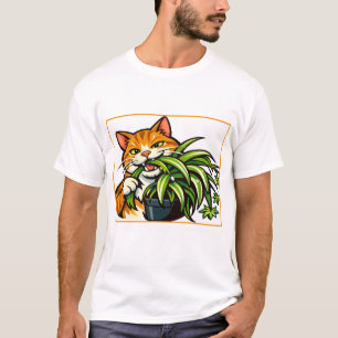 Camiseta Gatos e Plantas de Aranha Arte Divertido