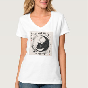 Camiseta Gatos e Tai Chi Me Fazem Feliz