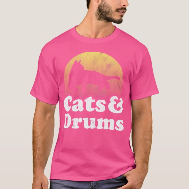 Camiseta Gatos E Tambores, De Gato E De Tambor, De Uso Masc (Frente)