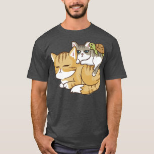 Camiseta Gatos e uma pilha de tartaruga - Anime Kawaii, um 