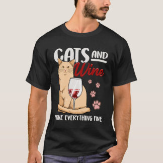 Camiseta Gatos E Vinho Tornam Tudo Bons E Engraçados Peles